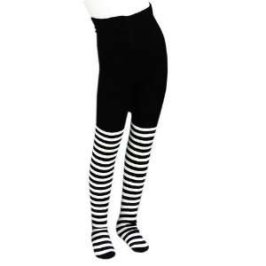  Black/White Stripes Girls Fashion Tights Size L (7   10 