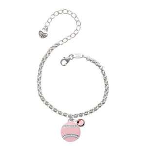   Crystal Stitching Silver Plated Brass Charm Bracelet with Light Rose