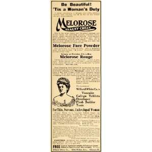  1909 Ad Melrose Beauty Cream Willard White Galega Tabs 