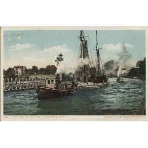  Reprint Charlevoix MI   A Busy Day on the Canal