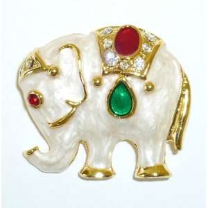  Goldplated White Elephant Pin Jewelry