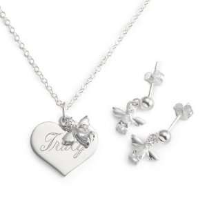  Personalized Girls Sterling White Angel Set Gift Jewelry