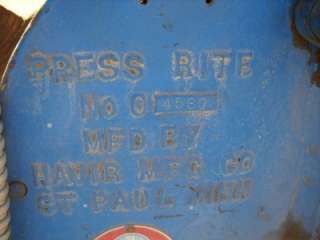 Press Rite Havir No. 0 4580 Punch Press W/Stand 5 Ton  