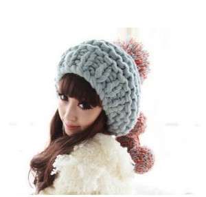   Winter Warm Knitted Wool Cap Beanie Hat Woman Girls Gray New  
