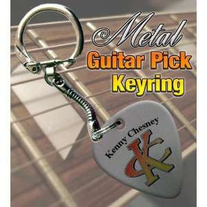  Kenny Chesney Metal Guitar Pick Keyring Musical 