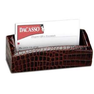   DACASSO Brown Crocodile Embossed Business Card Holder