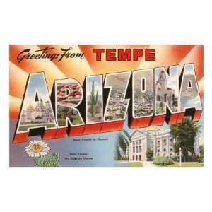  Greetings from Tempe, Arizona Travel Premium Poster Print 