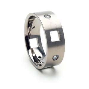 New Designer Titanium Ring, Carved Titanium Bands, Simulated Diamonds 