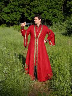 armstreet provide medieval tunic flax linen overcoat garb red version