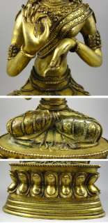 Old Tibetan 24k Gilt Bronze White Tara Buddha Statue  