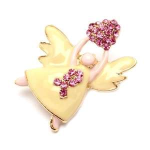   Angel Crystal Heart Brooch (October Is Breast Cancer Awareness Month