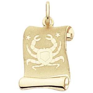  18K Yellow Gold Cancer   The Crab   Matt & Polished Zodiac 