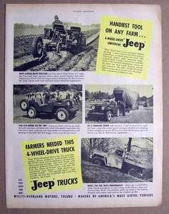 1949 Willys Jeep Truck Ad Handiest Tool on any Farm  