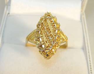 21K Yellow Gold Ornate Filigree Ring   4.65 Grams  