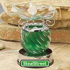 Green Spiral Glass Collectible Electric Oil Burner  