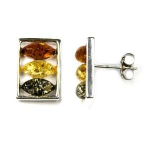  Sterling Silver and Multi Color Amber Slider Earrings 