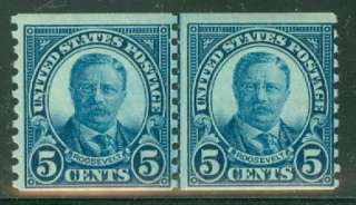 US #602 5¢ Roosevelt, Joint Line Pair, og, NH, VF, Scott $22.50