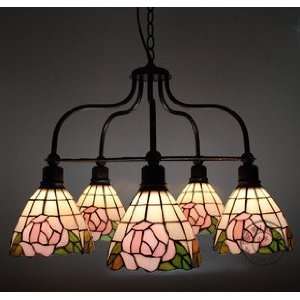  Tiffany Style 5 lights Pendant Light with Floral Pattern 