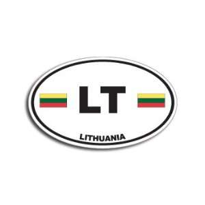  LT   LITHUANIA Country Auto Oval Flag   Window Bumper 