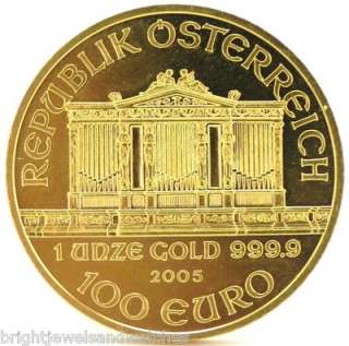 Ultra Rare 100 Euro 1 oz 2005 WIENER PHILHARMONIKER .9999 GOLD COIN 1 