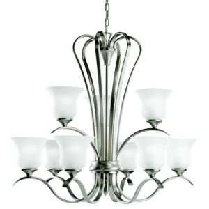   Chandelier R101503, Color  Brushed Nickel with Satin Etched Glass