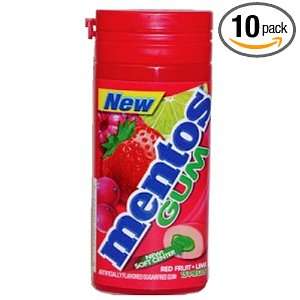 Mentos Gum   Red Fruit Lime, 1 Ounce (Pack of 10)  Grocery 