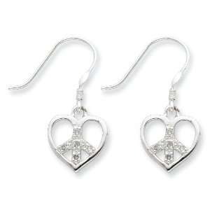   Silver CZ Heart Peace Sign Earrings West Coast Jewelry Jewelry