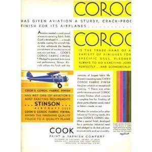  Cook Paint Magazine Ad 1930s COROC Stinson Aircraft 