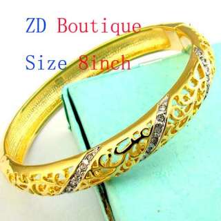 Hb463 graceful 18k gold gp ladys bangle gems bracelet  