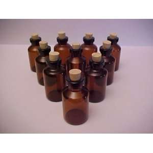 (10) 5ml Amber Glass Bottle with Cork Top #0 All Bottles 