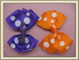 wholesale 7 pcs Girls Baby Toddle Infant Large dots Bow Clip flower 