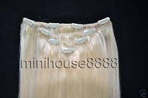 15 7pcs HUMAN HAIR CLIP IN EXTENSION #613,32wide 70g  