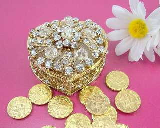 HEART Crystal Gold Wedding Coin Trinket Box Set ARRAS  