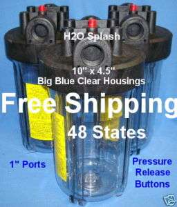 Big Blue 10Clear Water Filter Housing (3) Whole House  