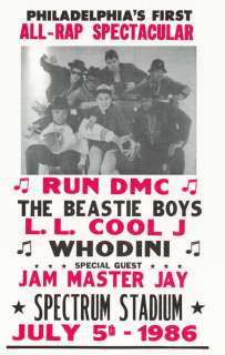 Run DMC, L.L. Cool J, Whodini 1986 Concert Poster ,PA  