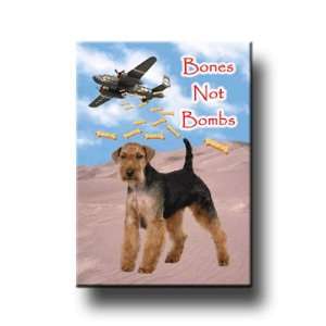 Welsh Terrier Bones Not Bombs Peace Fridge Magnet