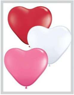 Red, White & Pink Heart Shaped 6 Latex Balloons x 100  
