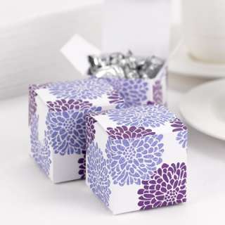 100) Purple Floral Blooms Favor Boxes Wedding Bridal Reception Lilac 