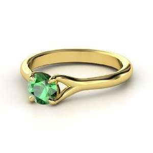  Cynthia Ring, Round Emerald 14K Yellow Gold Ring Jewelry
