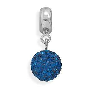 Dark Blue Crystal Ball Charm Bead Jewelry
