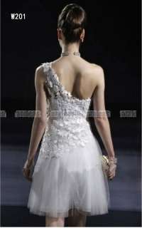 White Mini One Shoulder Venice Lace&Sequins Custom New Wedding Dress 