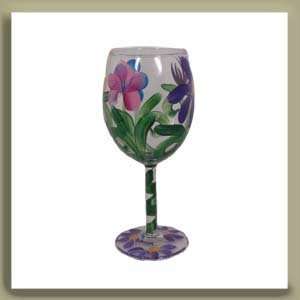  Unique Hand Painted Wine Glasses   Barbara Pattern 