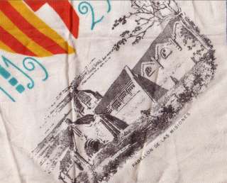 Vintage 1929 Silk Scarf Souvenir Barcelona Exposicion  