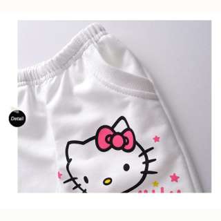 New White Cute Girls Long Sleeve Kitty Hoodie Pants One Set   C8331 