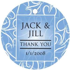 Wedding Favors Blue Heart Pattern Circle Shaped Personalized Thank You 