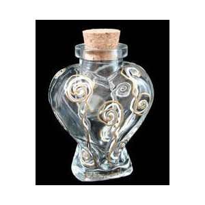  Painted   Large Heart Shaped Bottle with Cork top   6 oz.   4.5 tall