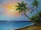 24 x 36 Oil Painting Art Palm Beach Coast Sunset Canvas
