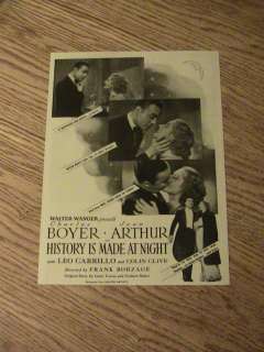 1937 HISTORY IS MADE AT NIGHT MOVIE ADVERTISEMENT CHARLES BOYER JEAN 