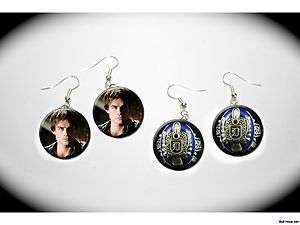 Vampire Diaries ring crest Damon Salvatore 2 pairs of charm EARRINGS 