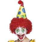 Adults Clown Hat w/Attached Red Wig Fancy Dress Costume